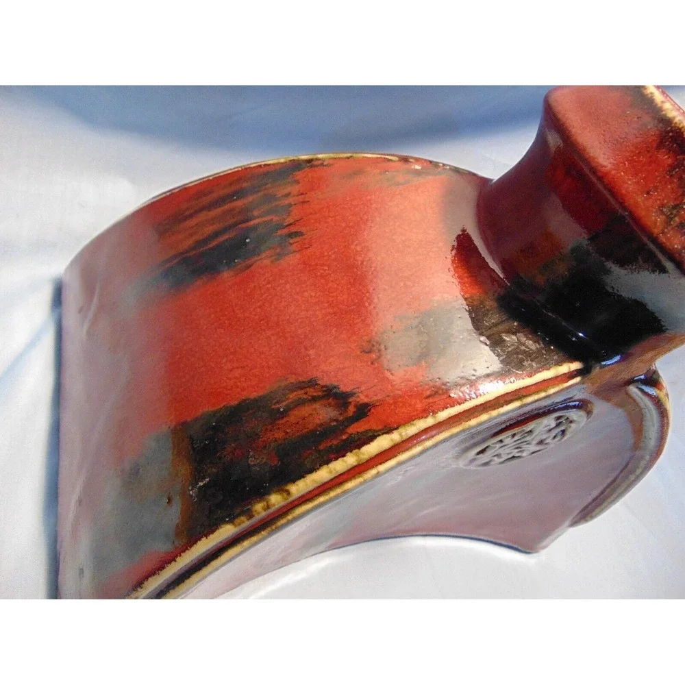Large Medallion Flambe Oxblood Glaze Chinese Porcelain Ceramic Pottery Vase Set‎